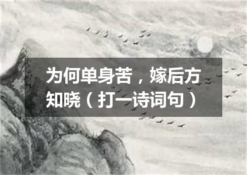 为何单身苦，嫁后方知晓（打一诗词句）