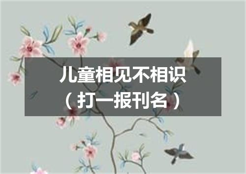 儿童相见不相识（打一报刊名）