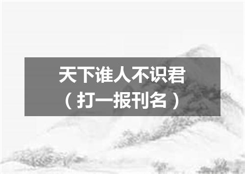天下谁人不识君（打一报刊名）
