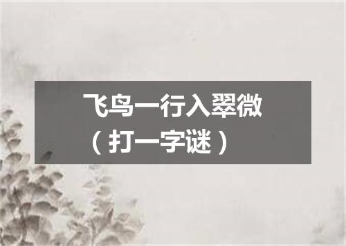 飞鸟一行入翠微（打一字谜）