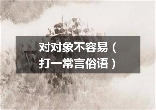 对对象不容易（打一常言俗语）