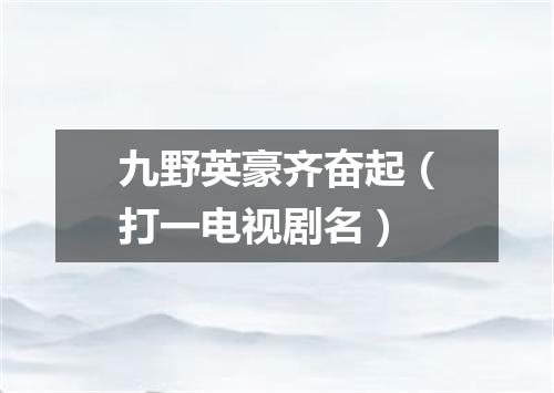九野英豪齐奋起（打一电视剧名）