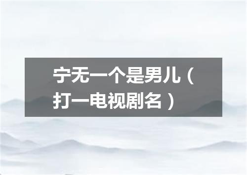 宁无一个是男儿（打一电视剧名）