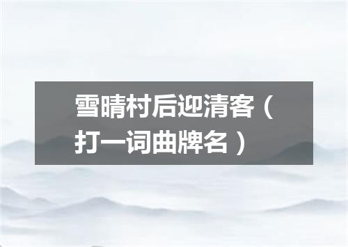 雪晴村后迎清客（打一词曲牌名）