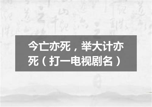 今亡亦死，举大计亦死（打一电视剧名）