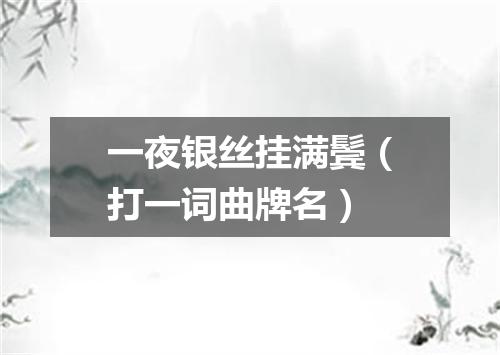 一夜银丝挂满鬓（打一词曲牌名）