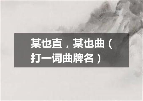 某也直，某也曲（打一词曲牌名）