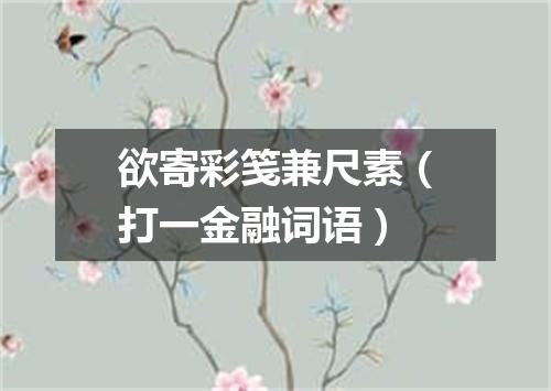 欲寄彩笺兼尺素（打一金融词语）