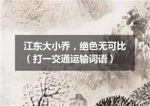 江东大小乔，绝色无可比（打一交通运输词语）