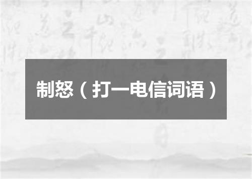 制怒（打一电信词语）