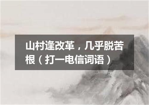 山村逢改革，几乎脱苦根（打一电信词语）