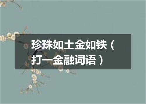 珍珠如土金如铁（打一金融词语）