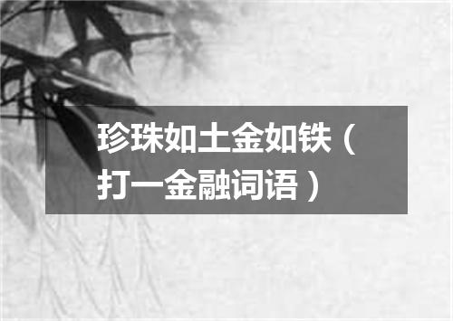 珍珠如土金如铁（打一金融词语）