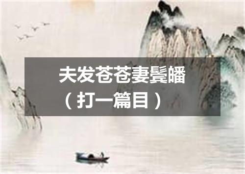 夫发苍苍妻鬓皤（打一篇目）