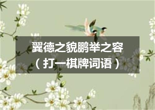 翼德之貌鹏举之容（打一棋牌词语）