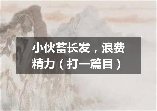 小伙蓄长发，浪费精力（打一篇目）