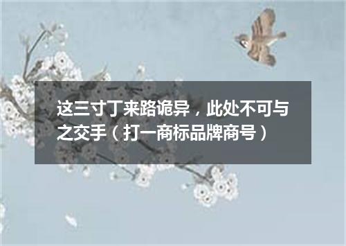 这三寸丁来路诡异，此处不可与之交手（打一商标品牌商号）