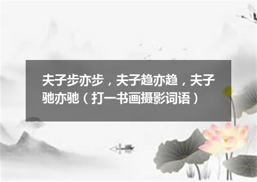 夫子步亦步，夫子趋亦趋，夫子驰亦驰（打一书画摄影词语）