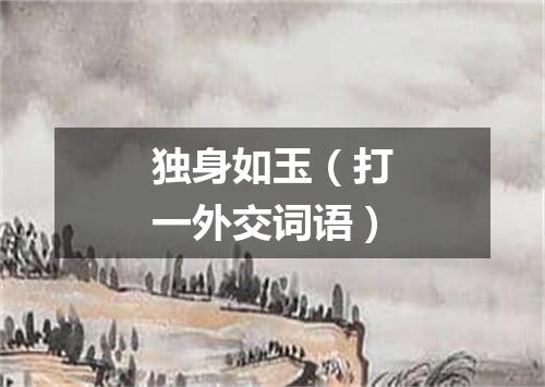 独身如玉（打一外交词语）