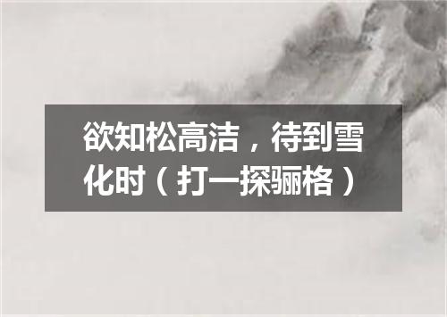 欲知松高洁，待到雪化时（打一探骊格）