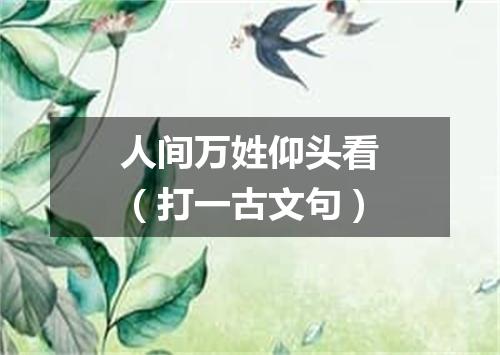 人间万姓仰头看（打一古文句）