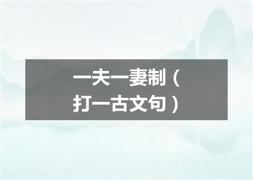 一夫一妻制（打一古文句）