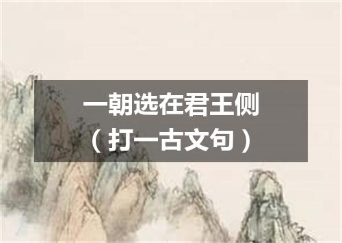 一朝选在君王侧（打一古文句）