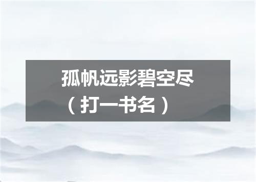 孤帆远影碧空尽（打一书名）
