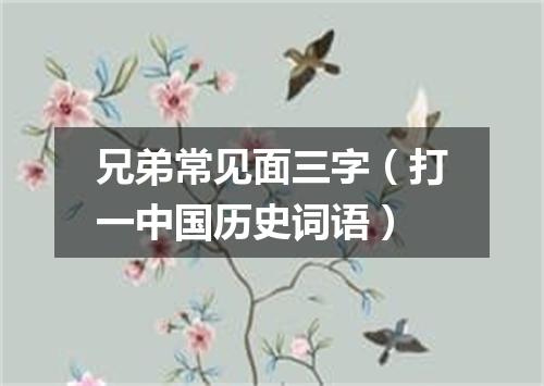 兄弟常见面三字（打一中国历史词语）
