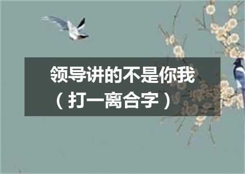 领导讲的不是你我（打一离合字）