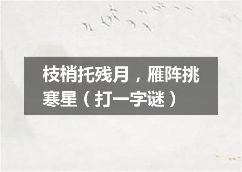 枝梢托残月，雁阵挑寒星（打一字谜）