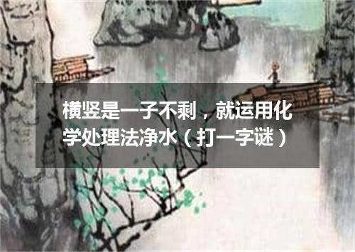 横竖是一子不剩，就运用化学处理法净水（打一字谜）