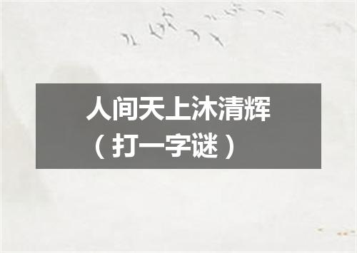 人间天上沐清辉（打一字谜）