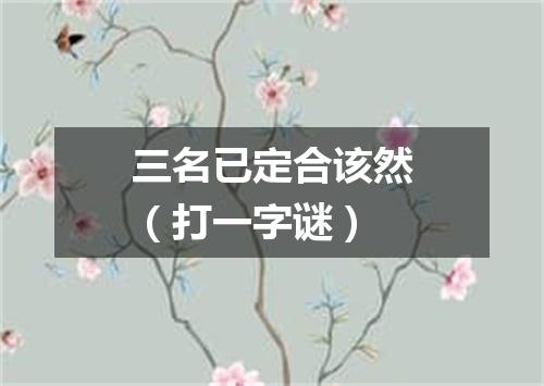 三名已定合该然（打一字谜）