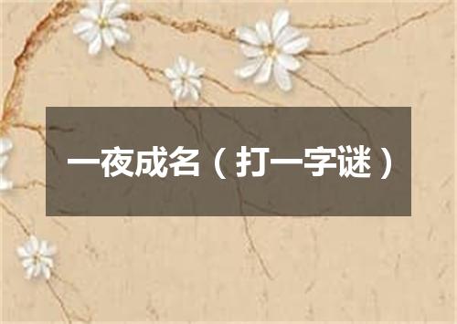 一夜成名（打一字谜）