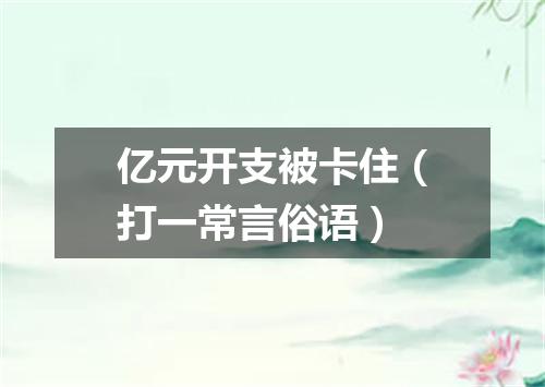 亿元开支被卡住（打一常言俗语）