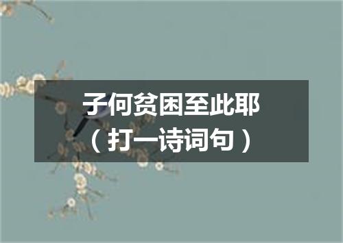 子何贫困至此耶（打一诗词句）