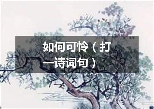 如何可怜（打一诗词句）