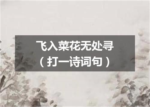 飞入菜花无处寻（打一诗词句）
