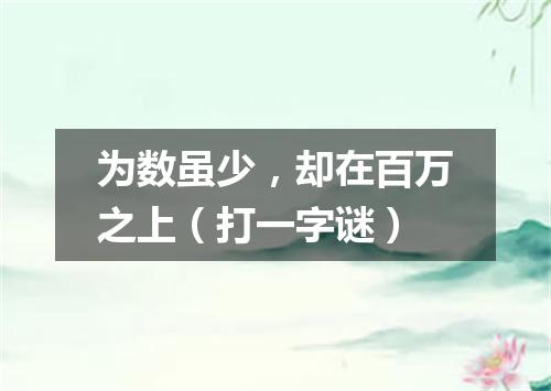 为数虽少，却在百万之上（打一字谜）