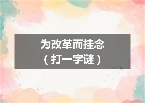 为改革而挂念（打一字谜）