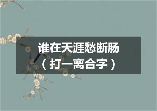 谁在天涯愁断肠（打一离合字）