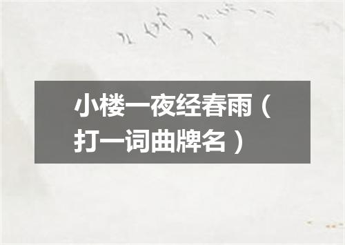 小楼一夜经春雨（打一词曲牌名）
