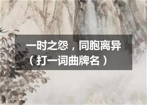一时之怨，同胞离异（打一词曲牌名）