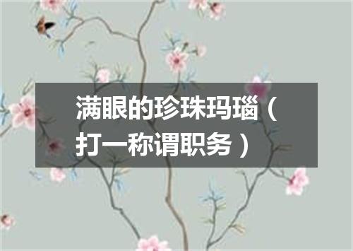 满眼的珍珠玛瑙（打一称谓职务）