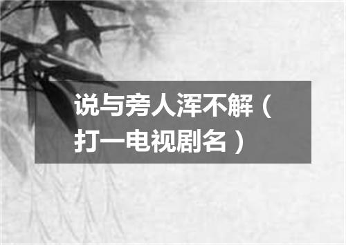 说与旁人浑不解（打一电视剧名）