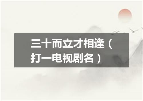 三十而立才相逢（打一电视剧名）