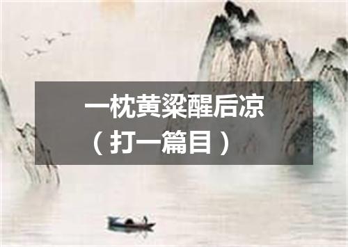一枕黄粱醒后凉（打一篇目）