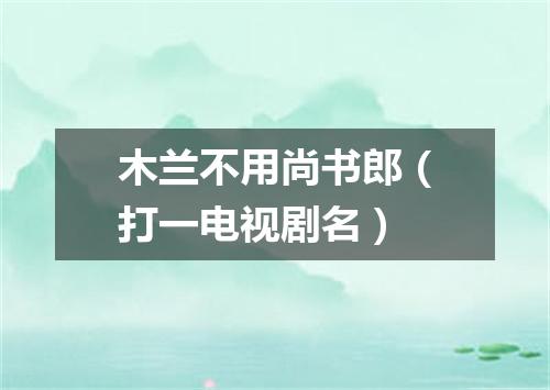 木兰不用尚书郎（打一电视剧名）