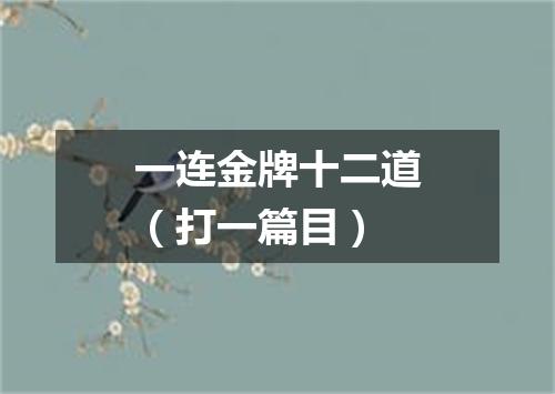 一连金牌十二道（打一篇目）